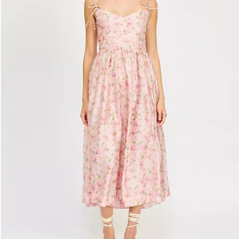 En Saison Floral Pink Midi Dress
